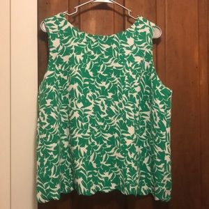 NWT J. Crew Green Floral Split Back Top
